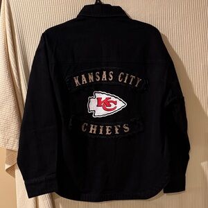 Women's WEAR by Erin Andrews Kansas City Chiefs black denim full-snap jacket KC